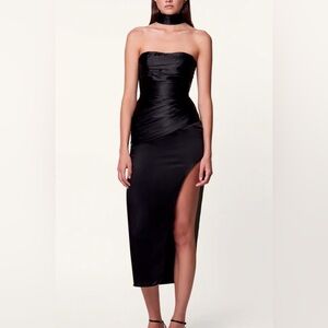 NICHOLAS Reverse Halter Midi Silk Dress